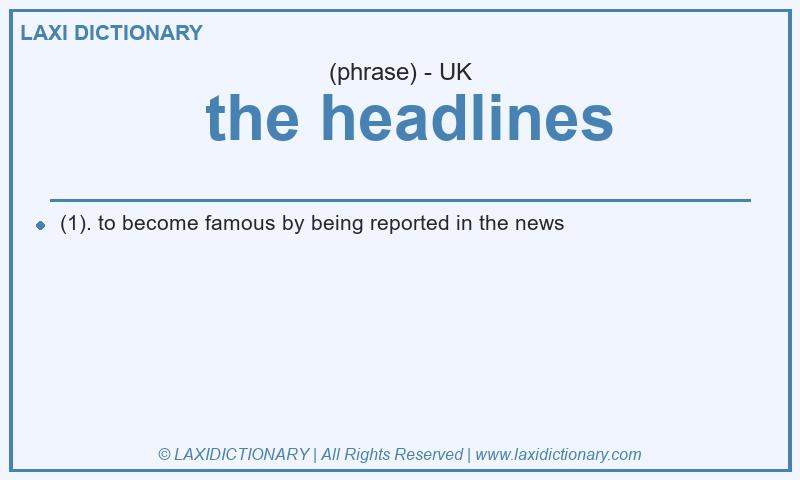 Definition the headlines in British English