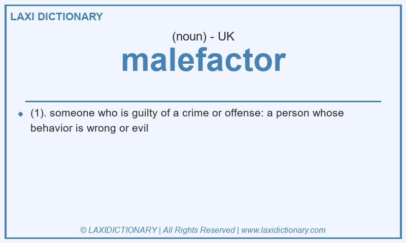 Definition malefactor in British English