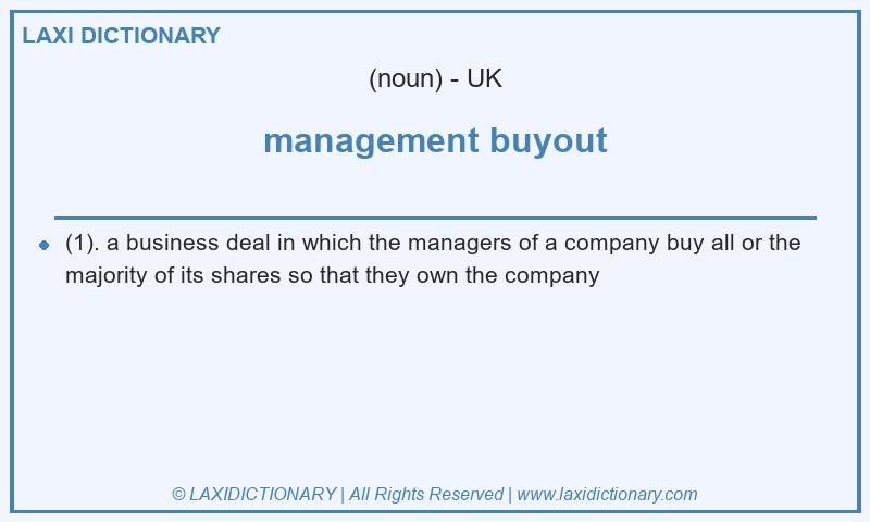 Definition management buyout in British English