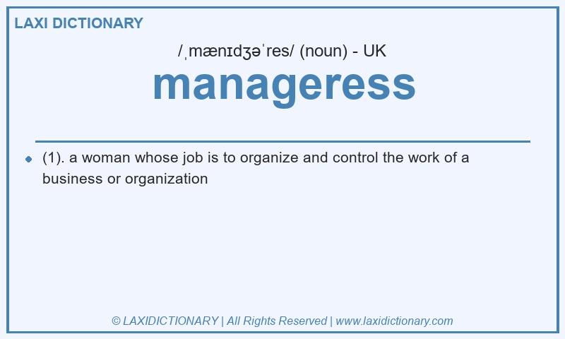 Definition manageress in British English