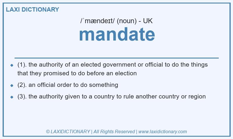 Definition mandate in British English