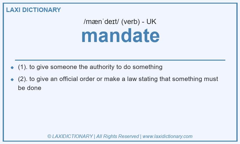 Definition mandate in British English