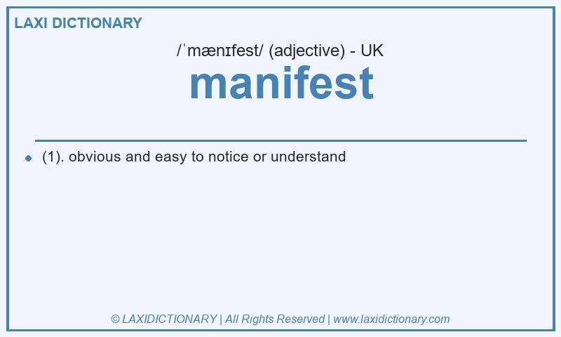 Definition manifest in British English