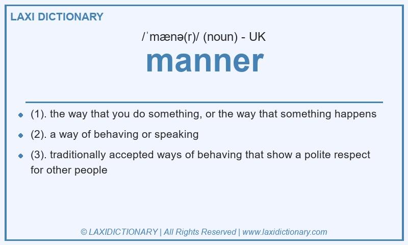 Definition manner in British English