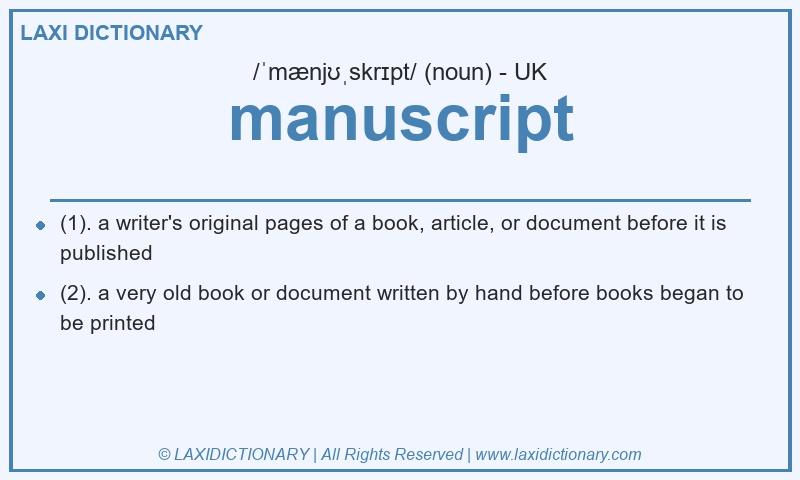 Definition manuscript in British English