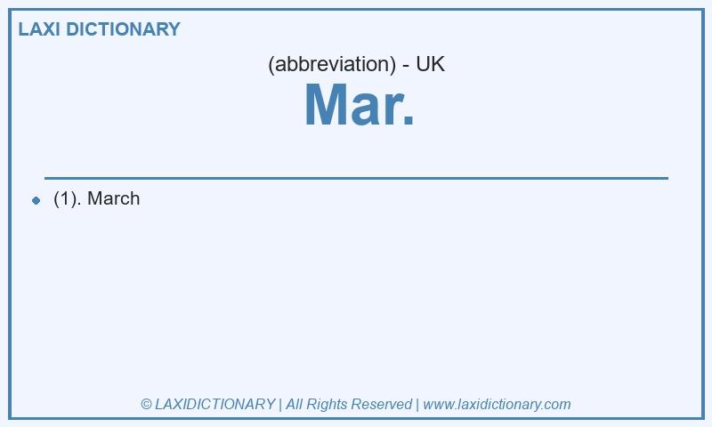 Definition Mar. in British English