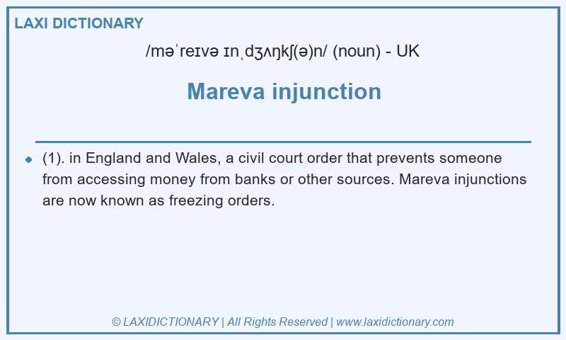Definition Mareva injunction in British English
