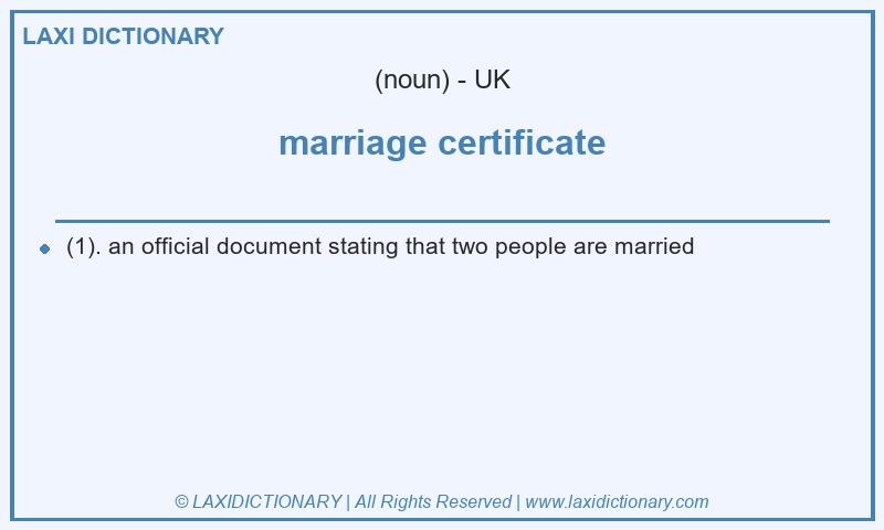 Definition marriage certificate in British English