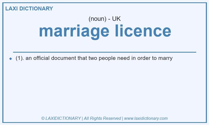 Definition marriage licence in British English