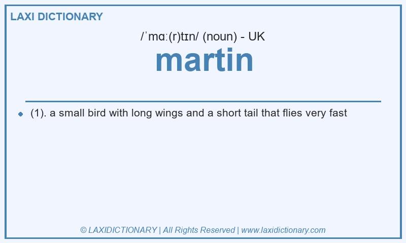 Definition martin in British English