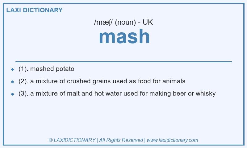 Definition mash in British English