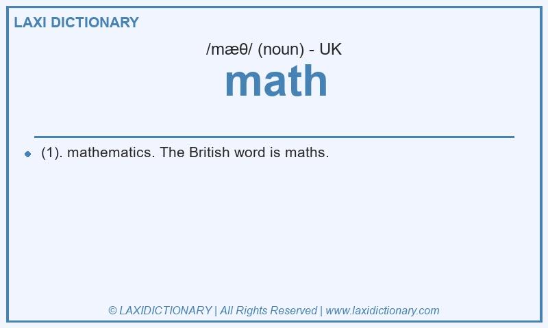Definition math in British English