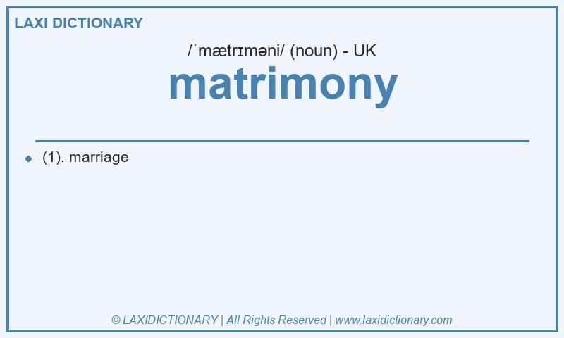 Definition matrimony in British English