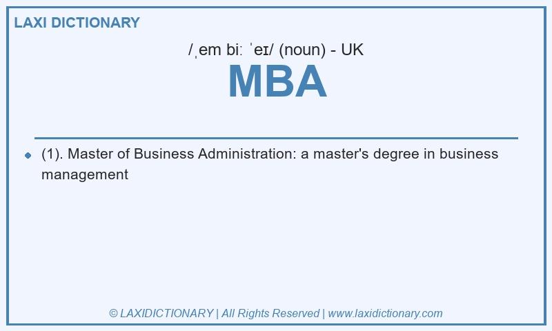 Definition MBA in British English