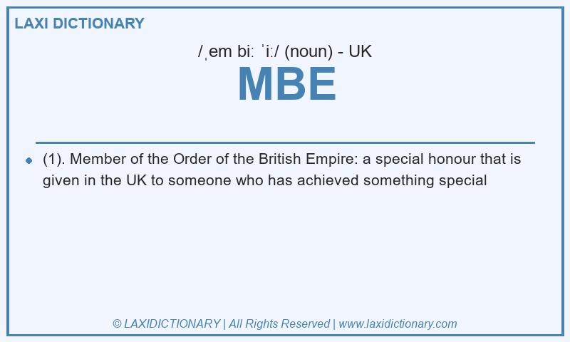 Definition MBE in British English