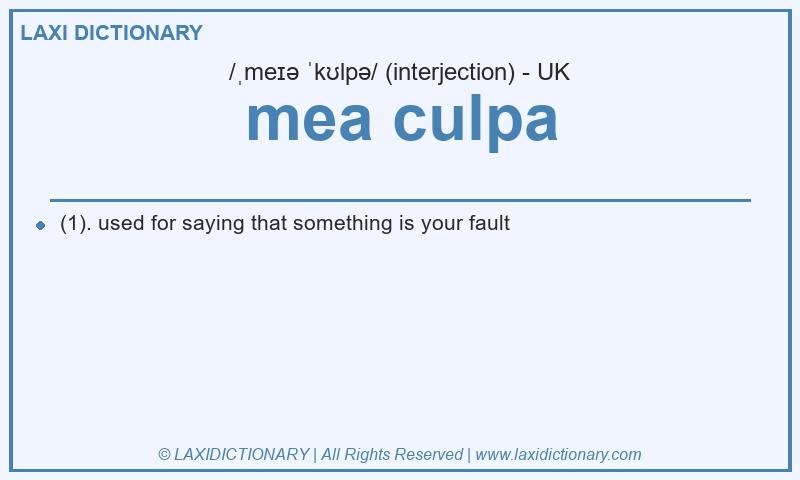 Definition mea culpa in British English