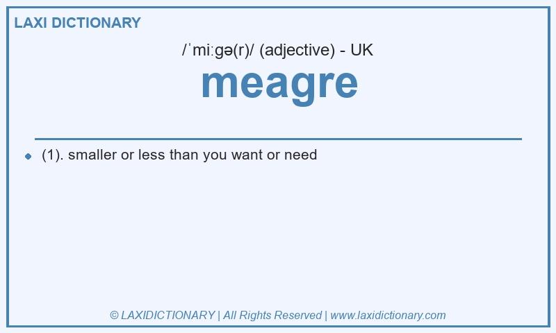 Definition meagre in British English