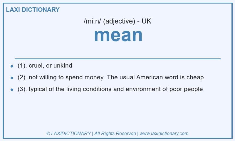 Definition mean in British English