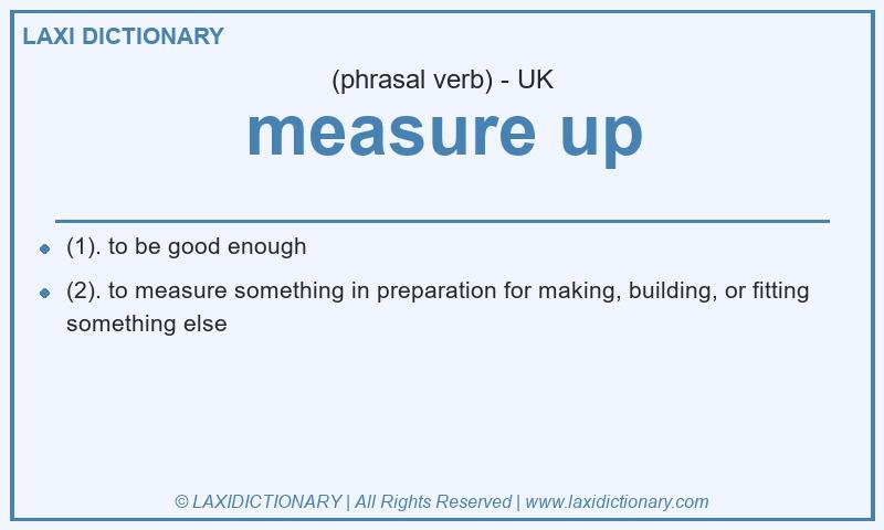 Definition measure up in British English