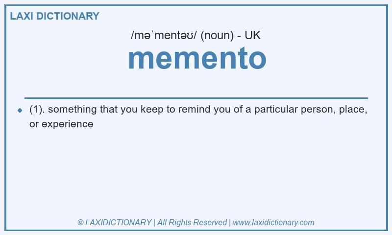 Definition memento in British English