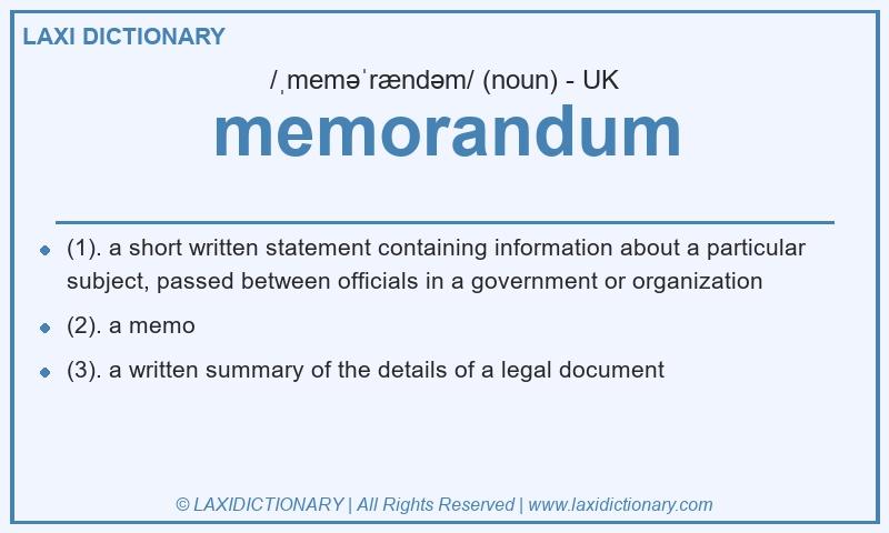 Definition memorandum in British English