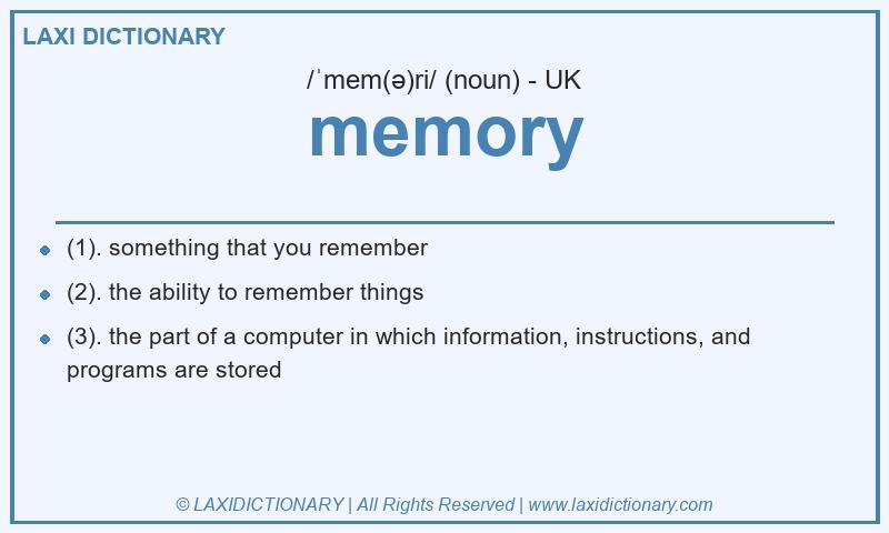 Definition memory in British English