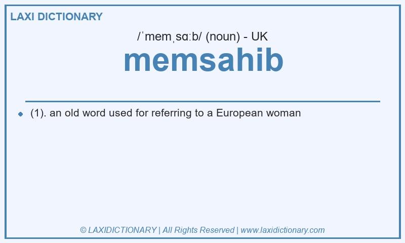 Definition memsahib in British English