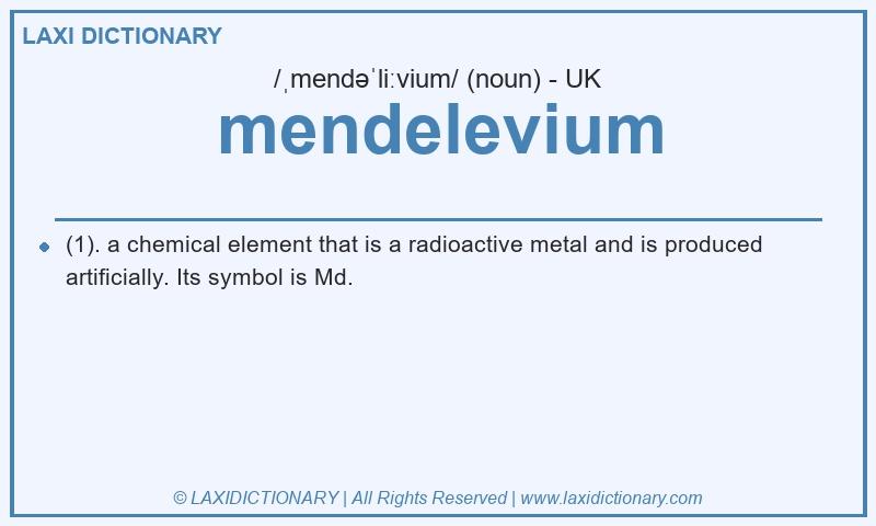 Definition mendelevium in British English