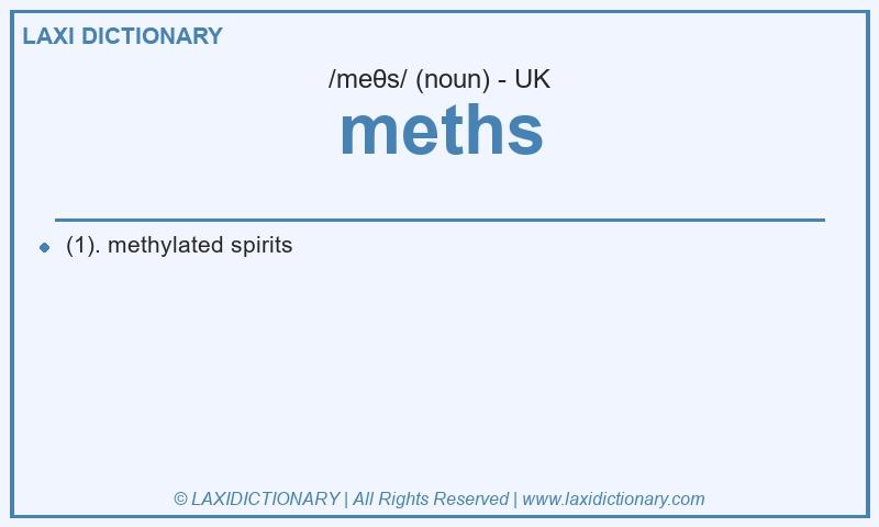 Definition meths in British English