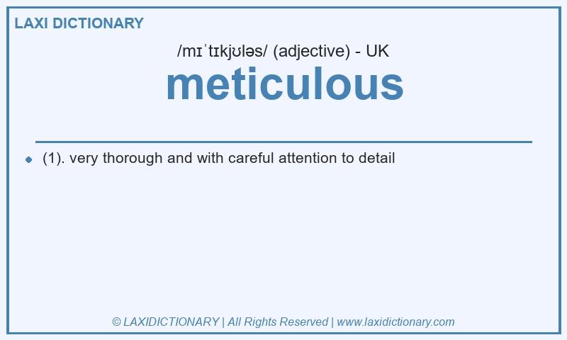 Definition meticulous in British English