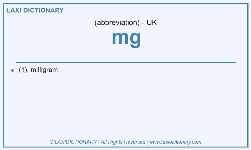 Definition mg in British English
