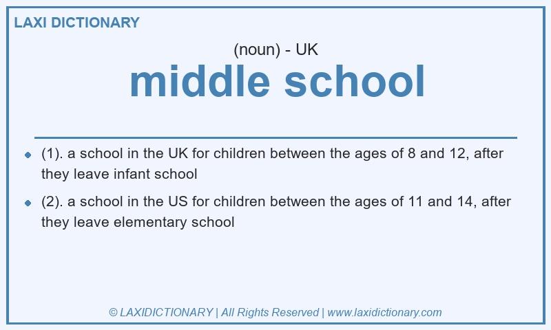 Definition middle school in British English