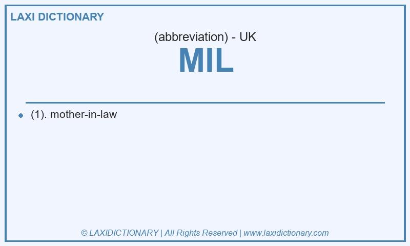 Definition MIL in British English