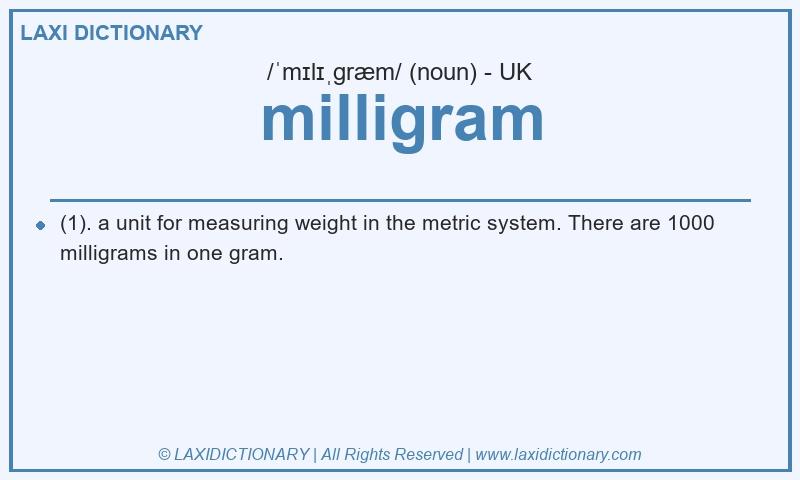 Definition milligram in British English