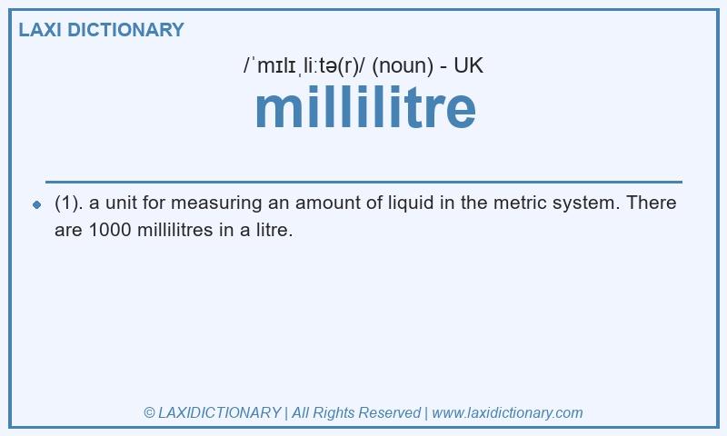 Definition millilitre in British English