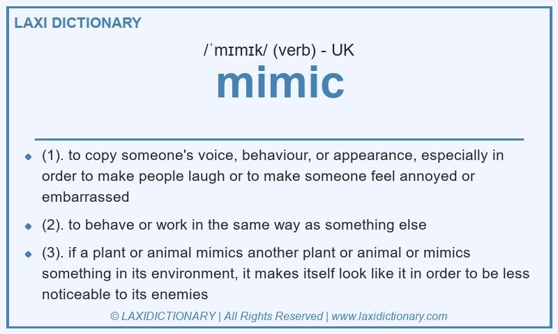 Definition mimic in British English