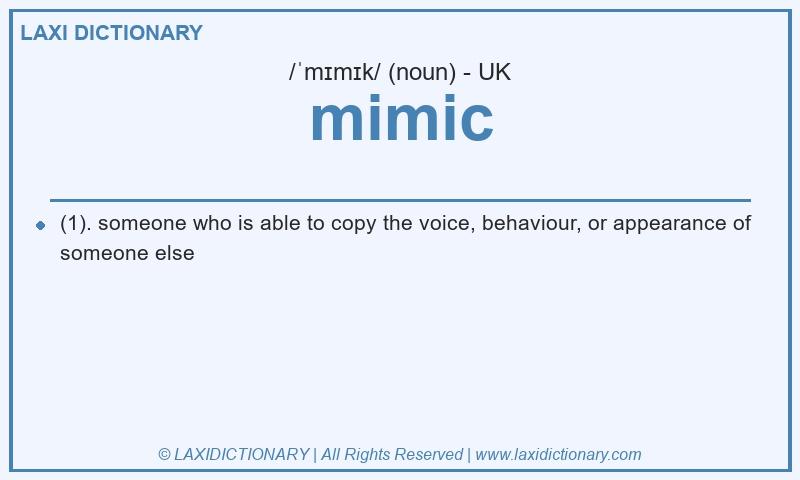 Definition mimic in British English