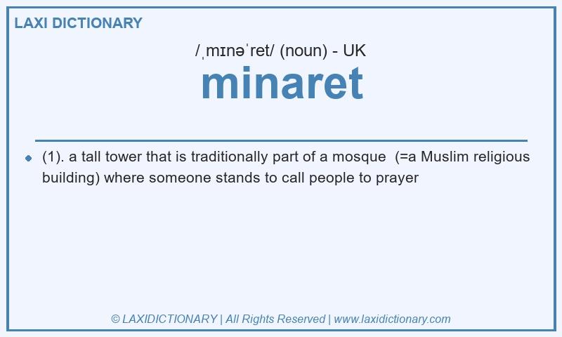 Definition minaret in British English