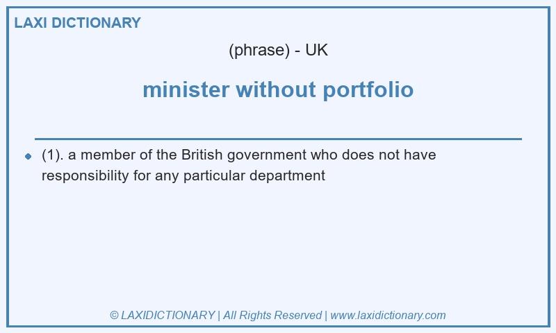 Definition minister without portfolio in British English