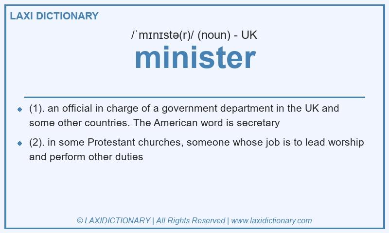 Definition minister in British English