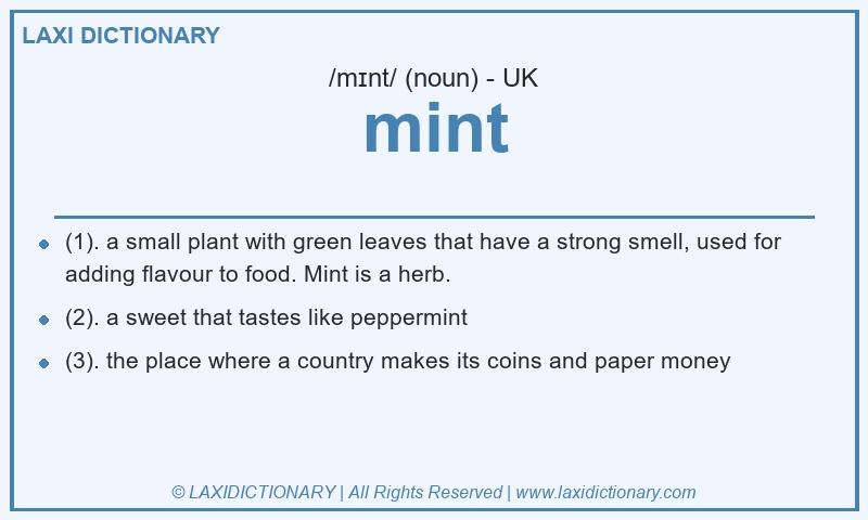 Definition mint in British English