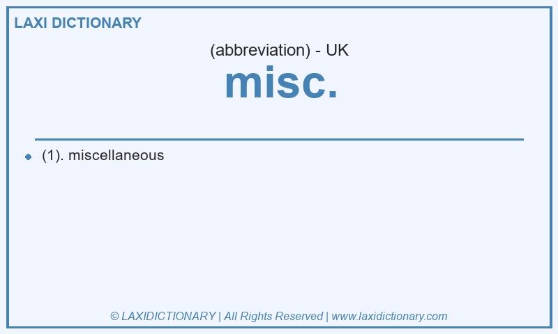 Definition misc. in British English