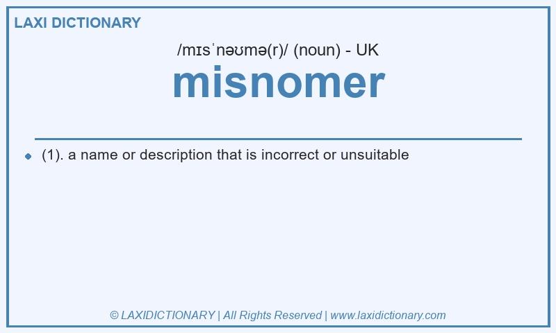 Definition misnomer in British English