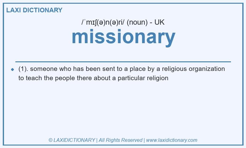 Definition missionary in British English