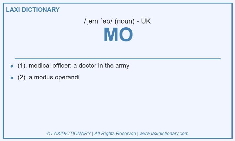 Definition MO in British English