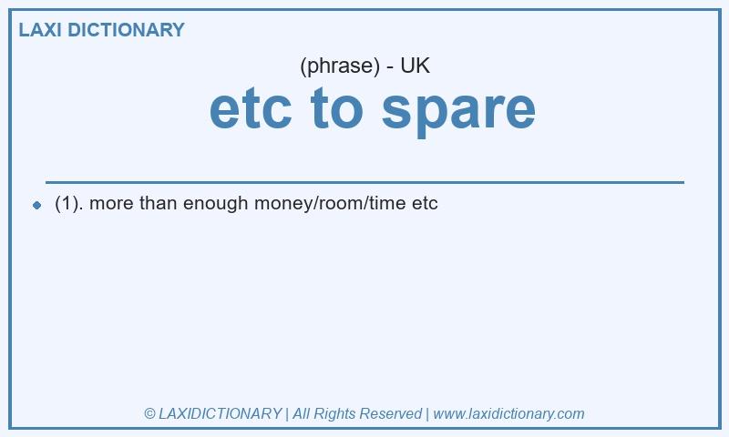 Definition etc to spare in British English