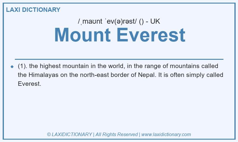Definition Mount Everest in British English