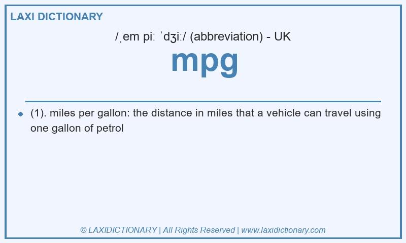 Definition mpg in British English