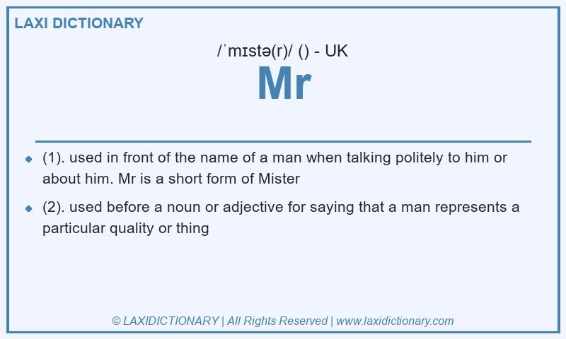 Definition Mr in British English