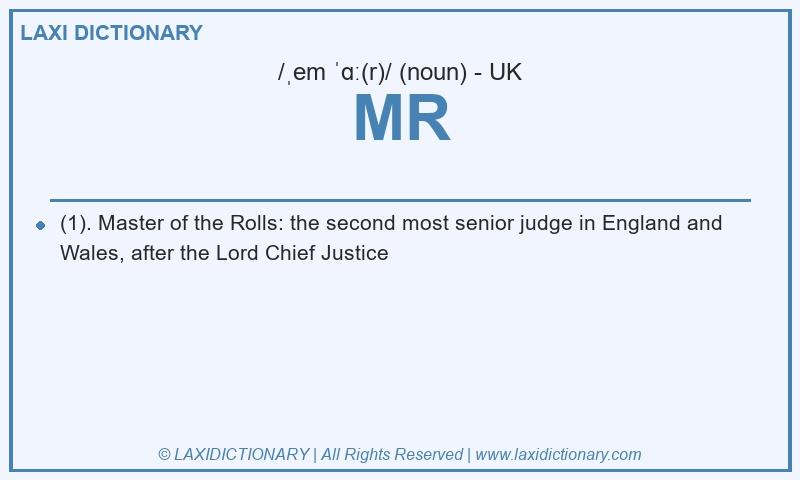 Definition MR in British English